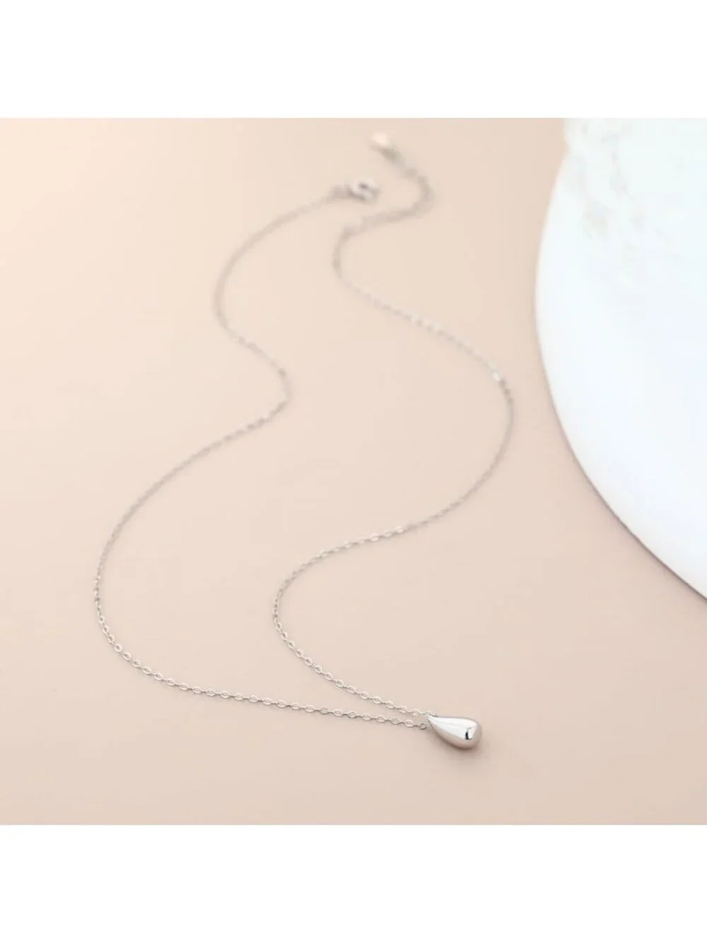 Minimalist Teardrop Pendant Necklace, S925 Sterling Silver Jewelry Gift for Her